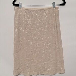 Elegant Anthro Cream Sequin Skirt